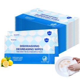 100 Pcs Dish Cleaning Wipes Individually Wrapped - Portable Travel Dish Soap Wipes, Lemon Scent