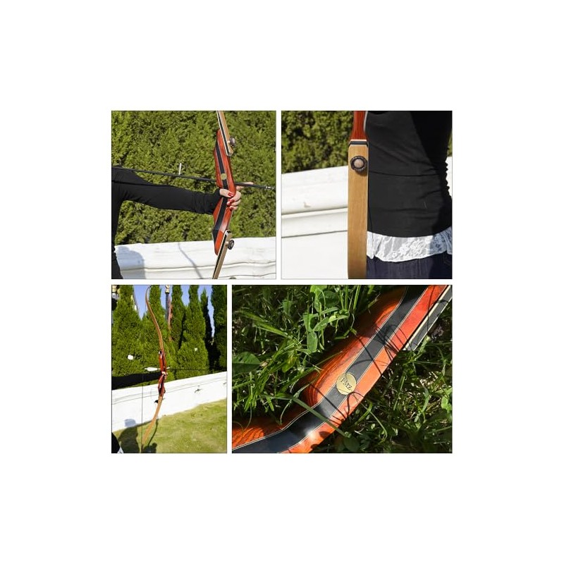 PMZ Recurve Bow and Arrow, 60" Wooden Takedown Hunting Bows