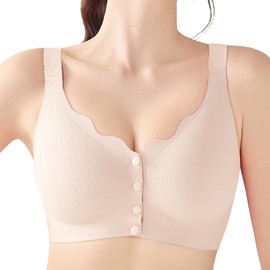 OXYIBRAS Front Closure Bras for Women Comfort Wireless Bar Supportive No Underwire Seamless Post Surgery Bralettes Skin S