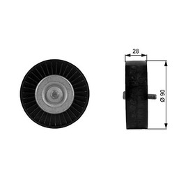 Gates T36123 Deflection/Guide Pulley, v-ribbed belt