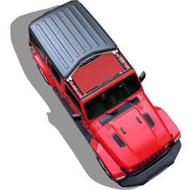 Shadeidea Sun Shade Top for Jeep Wrangler, JL 2 Door JLU 4 Door (2018-2023) Top Sunshade, JLU 4d Front - Cherry Red Mesh Screen Cover, UV Blocker with GrabBag Pouch - 10 Year Warranty