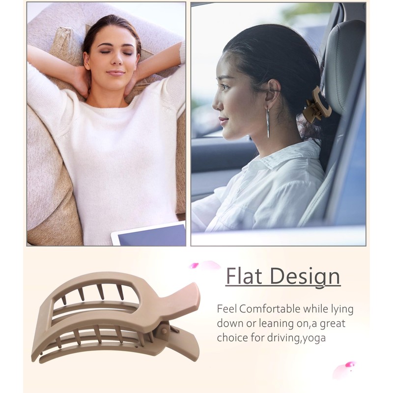 6 Pack Flat Hair Clips for Women Lay Down Claw