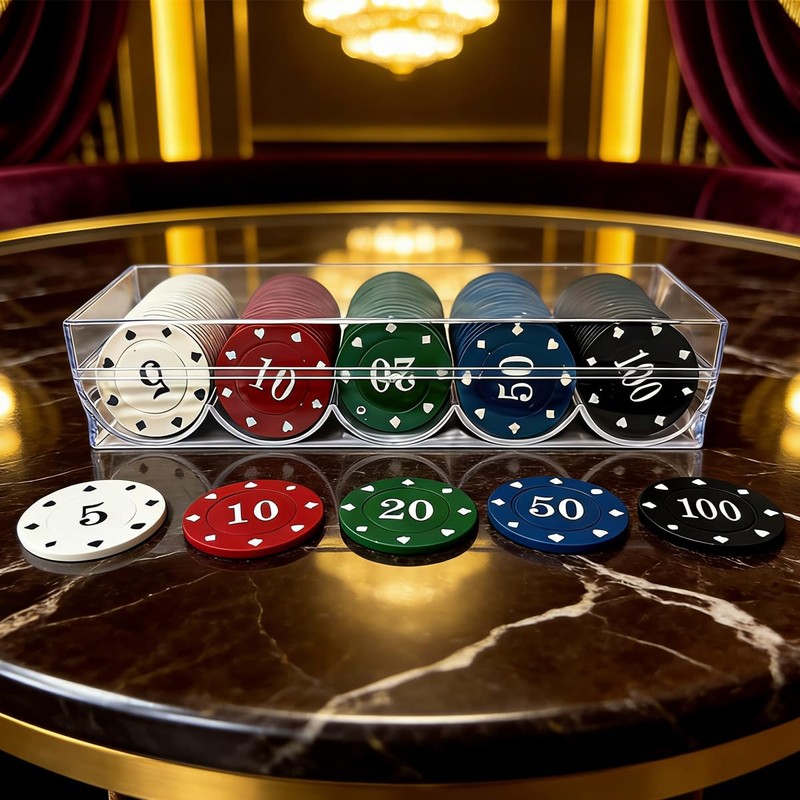 LazTeaSut 2-Pack Clear Acrylic Poker Chip Rack with Lid, 100-Chip