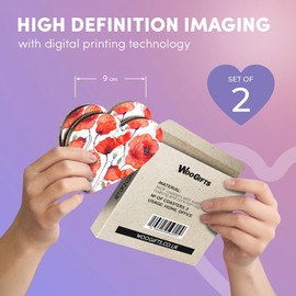 2 x Heart Coasters - Watercolour Red Poppy Flowers Poppies Cork Backed MDF Glossy Tea Coffee Accessory #52421