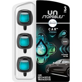 Febreze Ambientador para coche, aroma fresco imparable, eliminador de olores, 3 unidades