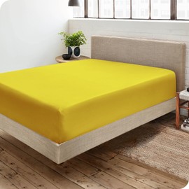 Fitted Sheet Ultra Soft Brushed Microfiber - 25cm Deep Pockets - Fade and Shrinkage Resistant - Grey - Breathable - Easy Care (Ochre, King)