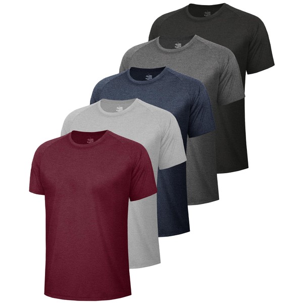 5 Pack Workout Shirts for Men-Quick Dry Black Gym Moisture