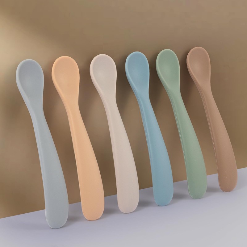 Eascrozn Baby Spoons, 6 Pack First Stage Silicone Feeding Spoons,