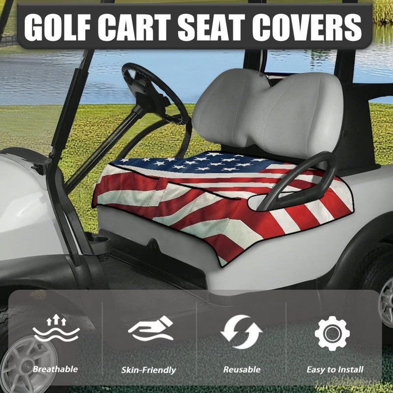 Generic Golf Cart Seat Covers - Red/White/Blue - Polyester, Spandex