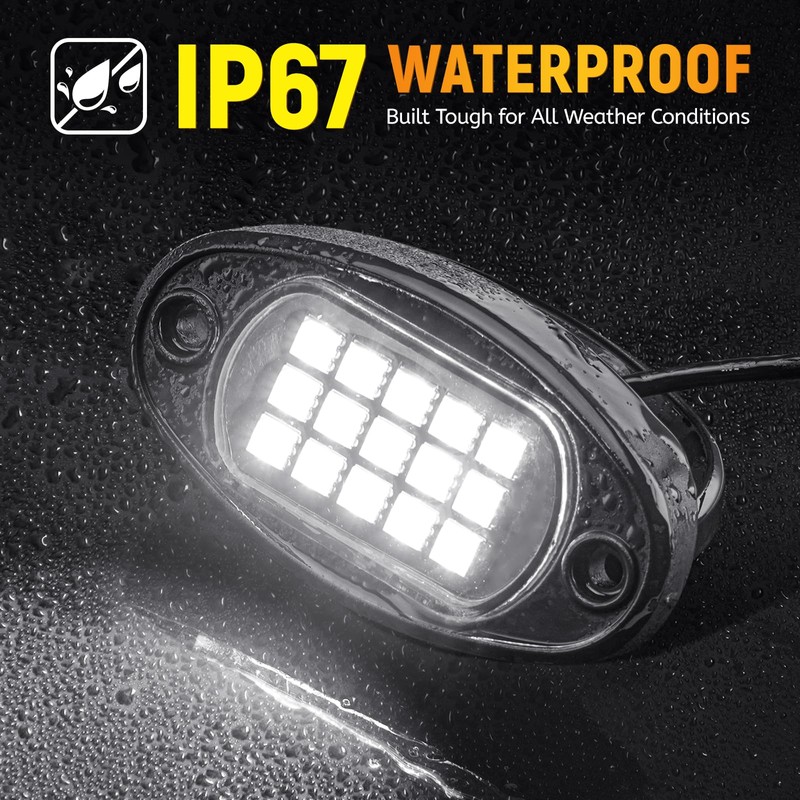 YONEDA Rock Lights for Trucks(12 Pods White with 11yd Wire)