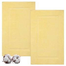TEXTILOM Luxury 2 Pack Banded Cotton Bath Mats for Bathroom Floor [ Hotel, Spa, Tub, Shower Bath Mat Floor Towel Set ], Machine Washable & Soft & Absorbent & Quick Dry (20''x34'')- Yellow