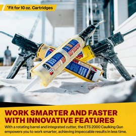 Dripless ETS2000 The Yellow Gun Composite Caulk Gun - Dripless Caulking Gun for 10 oz Cartridges or Tubes - Lightweight Body - 12:1 Thrust Ratio - Pro Painter Preferred