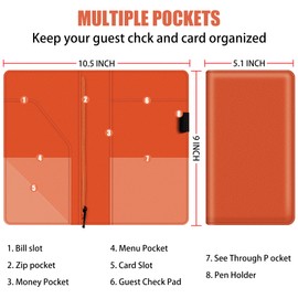 bvya BVYA Server Book for Waitress, 5x9 Inch Server Book with Zipper Pocket, Solid Candy Sweet Leather Server Wallet Organizer Fit Waitress Apron