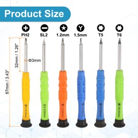 sourcing map 6pcs Small Screwdriver Set with 6 Size Phillips/Slotted/Torx/Five Star/Y-Type Screwdriver Head Repair Tool Kit for Small Appliances Repairs