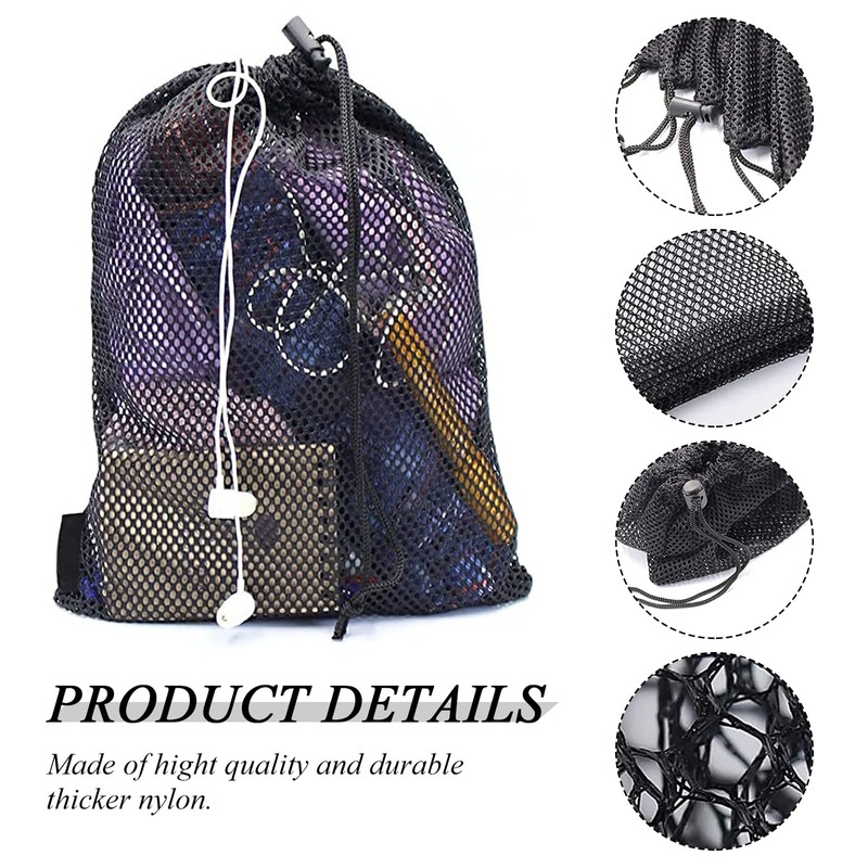 AMYXIYUAN 5Pcs Nylon Sack Durable Net Bag Black Mesh Bag