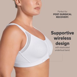 Leonisa Women's Posture Corrector Wireless Back Support Bra, White, 40B