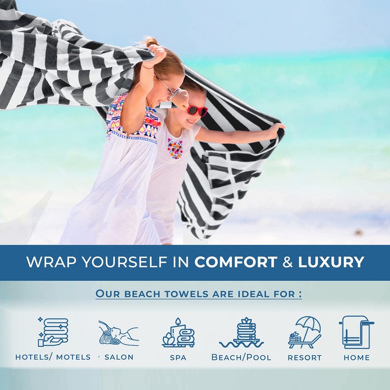 DAN RIVER Premium Stripe Cabana Bath Towels Pack of 4