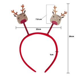 HOVUK Reindeer Christmas Headband for Women, Girls, Xmas Party Cosplay Costume Headwear Holiday Fun Festive Head Bopper 26cm