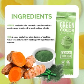Color Kitchen Plant-Based Green Food Coloring Powders, Natural Colors, No Artificial Dyes, Gluten Free, Kosher, Vegan (Pack of 10)