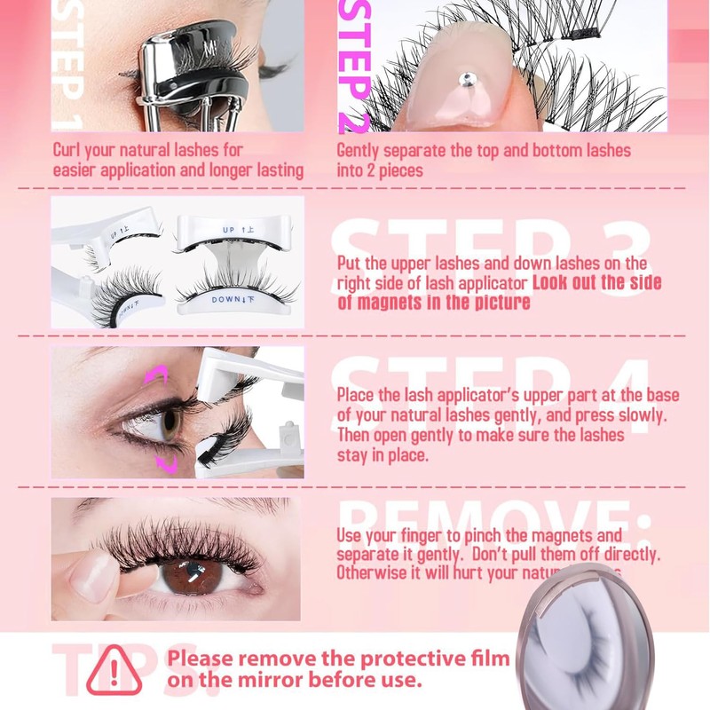 POOLJOY Elara Craft Magnetic Eyelashes, Magnetic Eyelashes with Applicator Natural,