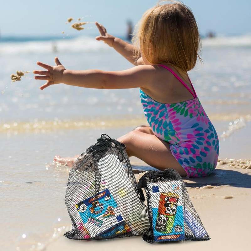 Pack of 10 Mesh Bag Beach Mesh Bag with Drawstring