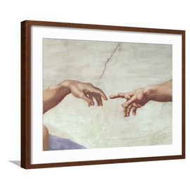 ART.COM Framed Wall Art Prints The Creation of Adam, c.1510 (detail) by Michelangelo Buonarroti, Religion & Spirituality Decor, 24" x 18", Espresso Frame with White Mat