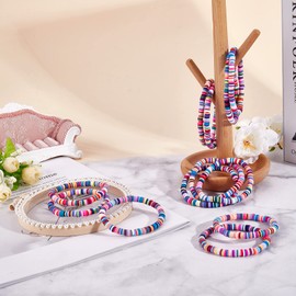 Ornaland 20 Pcs Heishi Surfer Bracelets Set Polymer Clay Heishi Beads Stretch Bracelets Multi-Layer Stackable Friendship Bracelets Bohemia Summer Beach Jewelry for Women,Purple