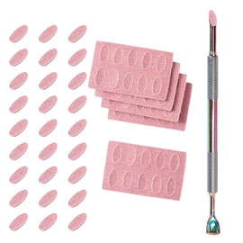 Dual Ended Nail Cuticle Pusher with 100pcs 18 Self-Adhesive Grit Sandpaper Sheets Replaceable Refill Nails Pre Polishing Manicure Treatment Tool for Keratinizer Slant Heads Nail Art
