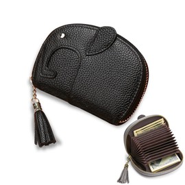 qingchenbeauty Fashion Wallet, Card Case, Elephant Shape, Ultra Lightweight, Thin Wallet, Coin Pocket, Mini Wallet, Business Card Holder, Business Card Case, Credit Card, Point Card, IC Card, Cowhide