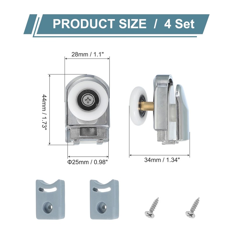 uxcell 25 mm Shower Door Rollers, Single Shower Door Runners