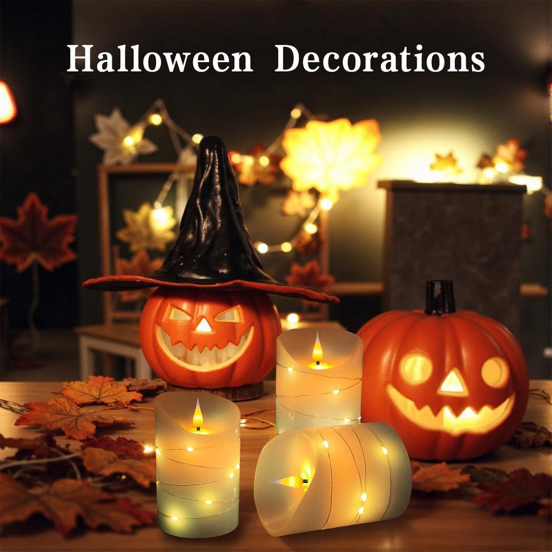 Flameless Candles with Remote Set of 3 (3" x 4",
