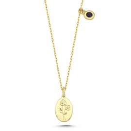Tiny Birth Flower & Birthstone Necklace – A Timeless Keepsake (Gold, 15")