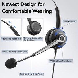 Wantek Computer Headset with Microphone, 3.5MM/USB-C/USB Headset with Microphone Noise Cancelling and in-line Control, Headphones with Mic for Laptop PC Work from Home Open Office Call Cente