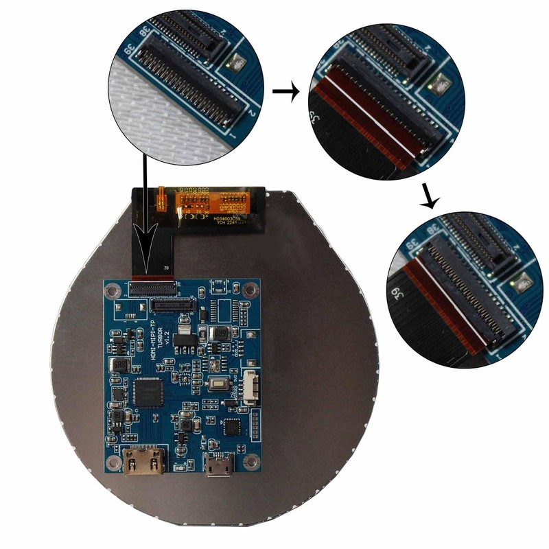 VSDISPLAY 3.4 inch 800x800 IPS 330nit Round LCD Screen and