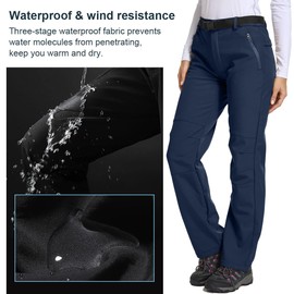Jessie Kidden Women's Waterproof Pants Hiking Ski Snow Fish Fleece Lined Insulated Outdoor Golf Travel Pant (801F Blue 4)