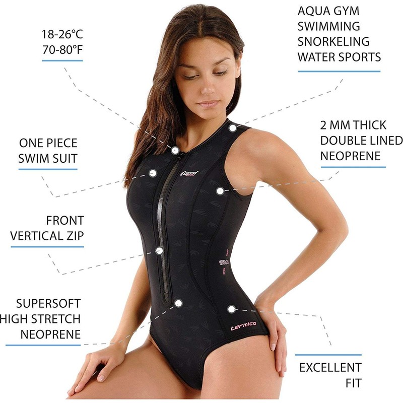 Cressi Termico Ultraspan, Costume Monopezzo Neoprene 2mm Donna, Nero/Rosa, M/3