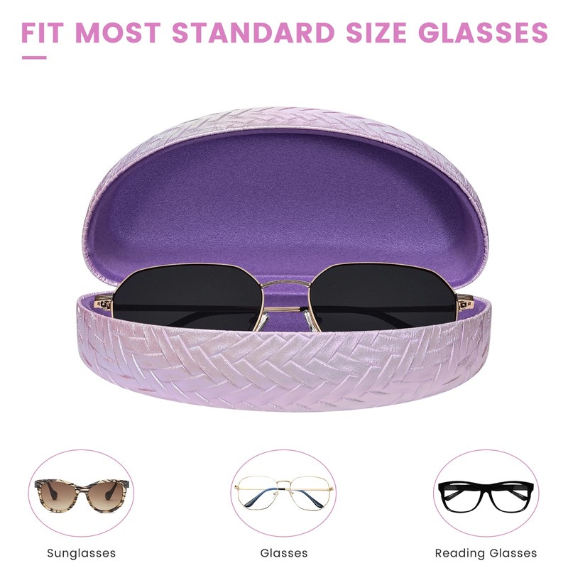 molshine Hard Shell Sunglasses Case,PU Leather Large Glasses Case,Weave Pearlescent