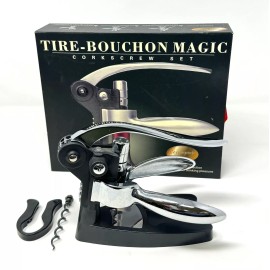 Bouchon Chrome Wine Bottle Opener Corkscrew wine opener Set Vertical Lever With Stand