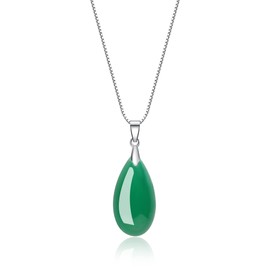 COAI Women's Water Drop Pendant, Green Agate, Green Agate