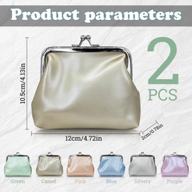 WisePoint 2 PCS Coin Wallet, PU Leather Change Purse Elegant Coin Pouch with Kiss Lock, Portable Coin Purse for Women and Girls or Change, Cards, Keys, Lipstick (style2)