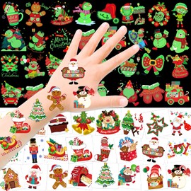DPKOW 96pcs Christmas Temporary Tattoos for Kids,glow in the dark Christmas Tattoo Sticker Santa Claus for Girls Boys Kids, Stocking Filler for Children, Christmas Party Bag Filler or Xmas Party Favor …