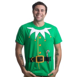 Ann Arbor T-shirt Co. Santa's Elf Costume | Jumbo Print Novelty Christmas Holiday Humor Unisex T-Shirt - 3X-Large - Green