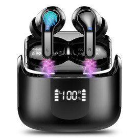 Ordtop Wireless Earbud, Bluetooth Headphones 5.3 NEW 40H Ear Buds Bass Stereo Earphones Noise Cancelling Earbud with 4 ENC Mic in-Ear Bluetooth Earbud USB-C LED Display IP7 Waterproof Sport for Android iOS
