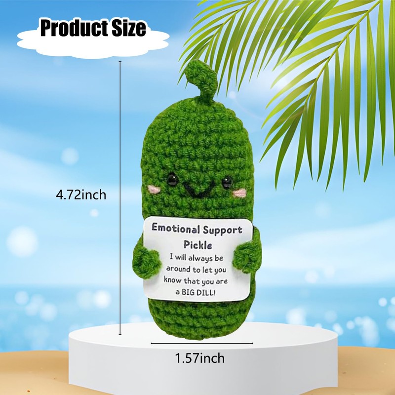 Emotional Support Pickled Cucumber Gift,Knitting Cucumbe with Positive Words,Cute Pickle