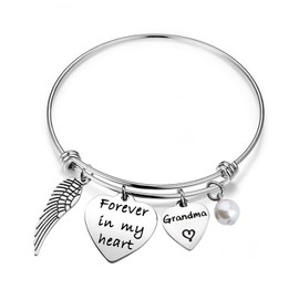 bobauna Grandma Memorial Bracelet Forever in My Heart Bracelet Sympathy Gift for in Memory of Loved One (Grandma Memorial Bracelet)