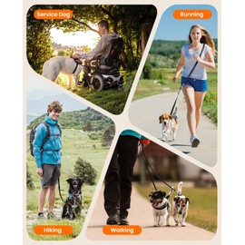 oneisall Hands Free Dog Leash,4-7ft Crossbody Double-Ended Dog Leash with Padded Handle,No Pull, Tangle Free, Adjustable Dog Training Leash for Small and Medium Dogs Black