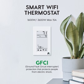 EconoHome GFCI WiFi Thermostat - Programmable Touchscreen with User-Friendly Floor Heat Control in Fahrenheit and Celsius - Google Home and Alexa Compatible with a Sleek and Attractive 4-Inch Display