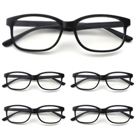 MMOWW 5 Pack Retro Reading Glasses for Women Men Square Frame Lightweight Blue Light Blocking Readers, 5 Pack Black +2.0