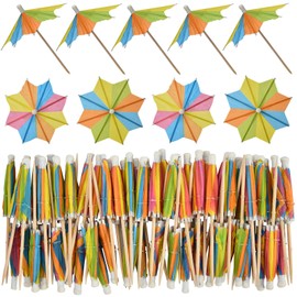 144 Pieces Drink Umbrellas Cocktail Picks, Multi Color Star Parasol Toothpicks, Cupcake Toppers for Summer Hawaiian Umbrella Sticks Tropical Wedding Party Decor