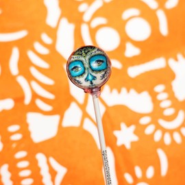 Sparko Sweets La Catrina Sugar Skulls Day of the Dead Lollipops with Gift Packaging, 10 Lollipops, 3D Spherical Designs, Handcrafted in USA, 1 Pound